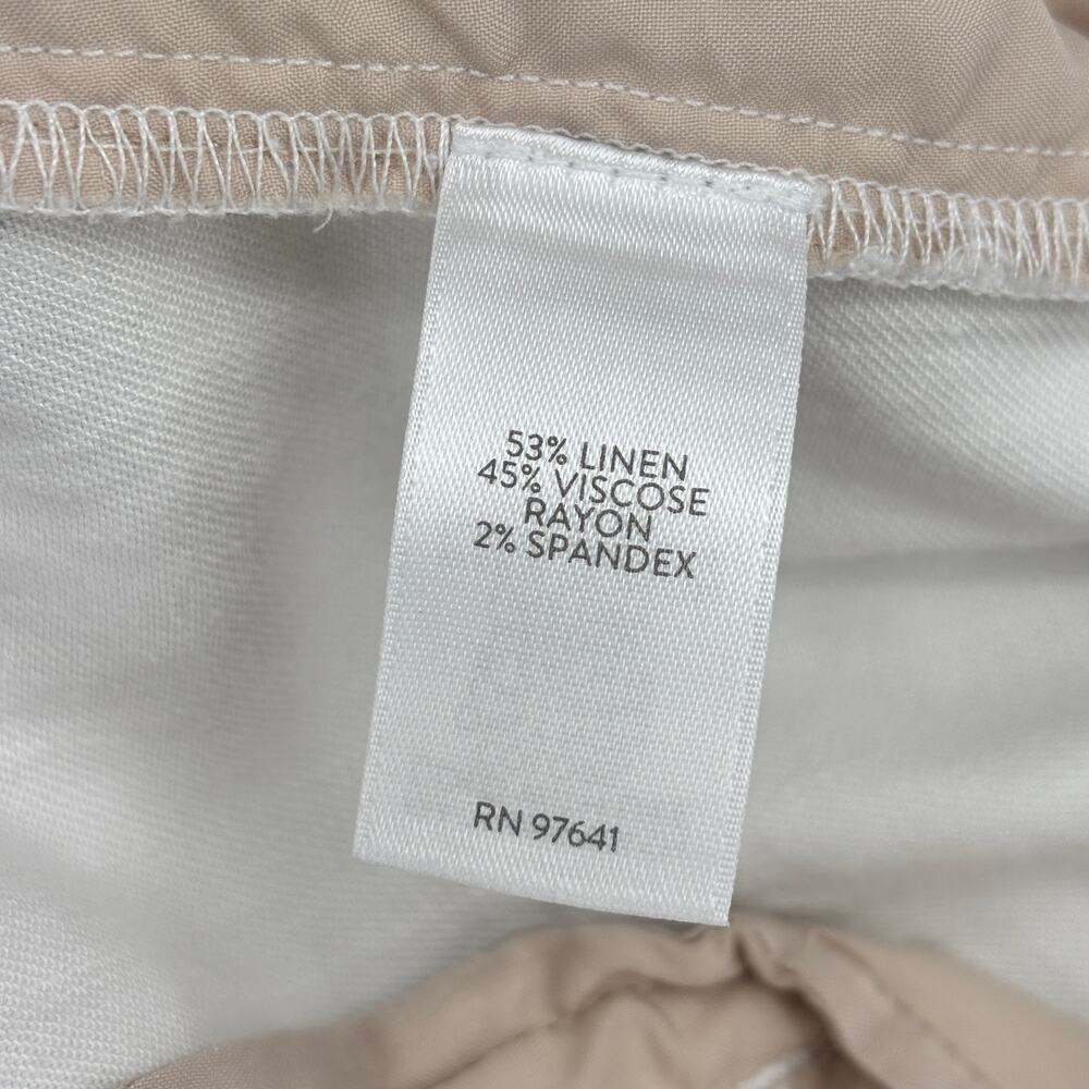 J Jill Crop Pants Size XL Tall White Linen Stretch Pull On Pockets High Rise - Picture 4 of 10